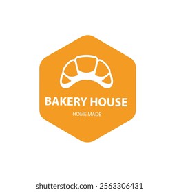 Vector illustration of a bakery shop logo icon, with home made croissant