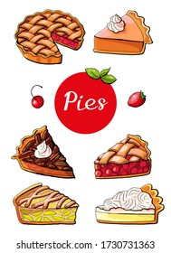 Vector illustration bakery tarts and pies elements set