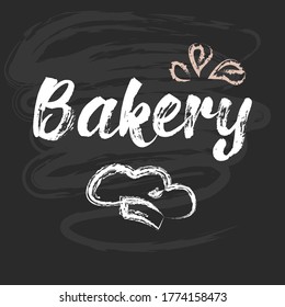 Vector illustration of bakery text for shop logotype. Little bakery badge, tag and icon. Bakery calligraphy background. Bakery lettering typography poster. EPS 10.