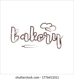 Vector illustration of bakery text for shop logotype. Little bakery badge, tag and icon. Inspirational quote card/ invitational/ banner template. Bakery lettering typography poster. EPS 10.