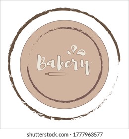 Vector illustration of bakery text for shop logotype. Little bakery badge, tag and icon. Inspirational quote card/ invitational/ banner template. Bakery calligraphy typography poster. EPS 10.