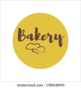 Vector illustration of bakery text for shop logotype. Little bakery badge, tag and icon. Bakery calligraphy background. Bakery lettering typography poster. EPS 10.