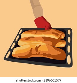 Vector Illustration Of Baking On Baking Sheet.