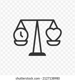 Vector illustration of balance love and time icon in dark color and transparent background(png).