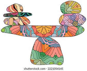 Vector Illustration of balance made of colored stones.
