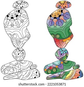 Vector Illustration of balance made of decorative stones for coloring pages. Color and outline set.