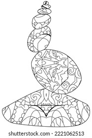 Vector Illustration of balance made of decorative stones for coloring pages.