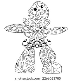 Vector Illustration of balance made of decorative stones for coloring pages.