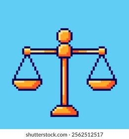 Vector Illustration of Balance Scale with Pixel Art Design, perfect for game assets themed designs