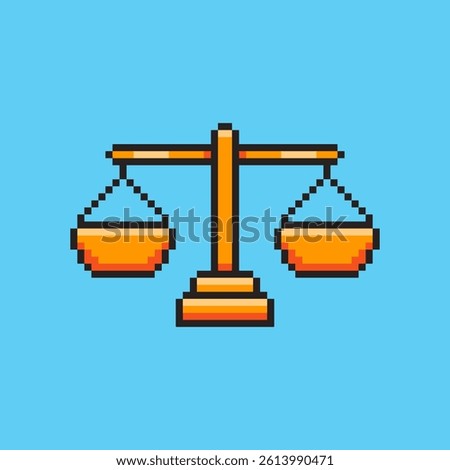 Vector Illustration of Balance Scale with Pixel Art Design, perfect for game assets themed designs