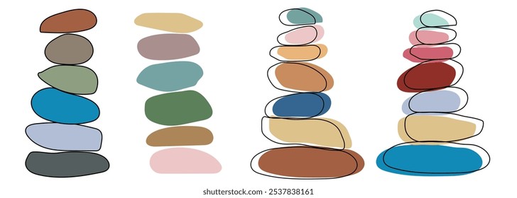 Vector Illustration of balance  stones. Balanced zen stone logo. Zen stones flat design style.