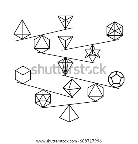 vector illustration of balanced construction with geometrical shapes in minimalistic black and white design
