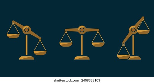 Vector illustration of a balanced and unbalanced old school scale
