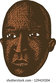 Vector illustration of bald African American man