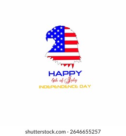 Ilustração vetorial de uma águia careca cheia de bandeira americana para a celebração patriótica de 4 de julho.
