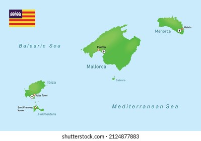 Vector illustration Balearic Islands (Spain) map