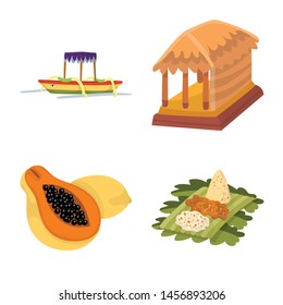 Vector illustration of bali and indonesia icon. Collection of bali and caribbean vector icon for stock.