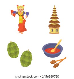 Vector illustration of bali and indonesia logo. Collection of bali and caribbean vector icon for stock.