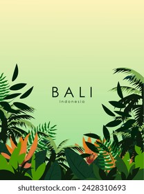 Vector illustration. Bali, Indonesia, poster design, vertical banner, postcard, cover. Modern design. Tourism, travel.