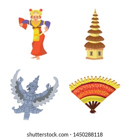 Vector illustration of bali and indonesia symbol. Set of bali and caribbean stock vector illustration.