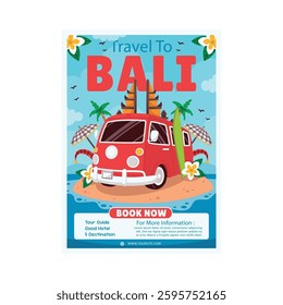 Vector illustration of Bali tour flyer poster template design