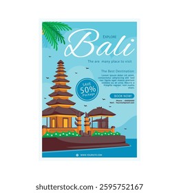 Vector illustration of Bali tour flyer poster template design