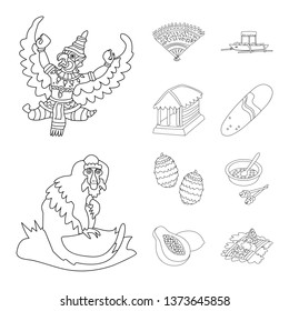 Vector illustration of balinese and caribbean icon. Collection of balinese and geography vector icon for stock.