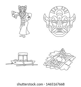 Vector illustration of balinese and caribbean icon. Collection of balinese and geography vector icon for stock.