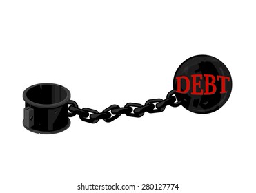 A vector illustration of a ball and chain as a Debt Burden concept.
Ball and Chain Debt heavy weight Icon.
High rate of Debt cash bad flow illustration concept.