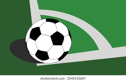 Vector illustration of a ball in the corner of the field for wallpaper, background, banner, flyer, social media story, and page layout design.