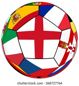 Vector illustration of the ball with flag of England in the center