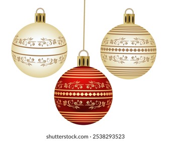 Ilustração vetorial de padrões de bolas para uso nas celebrações de Natal e Ano Novo.