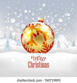 vector illustration of a ball in the snow and winter landscape