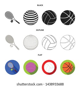 Vector illustration of ball and soccer icon. Set of ball and basketball vector icon for stock.