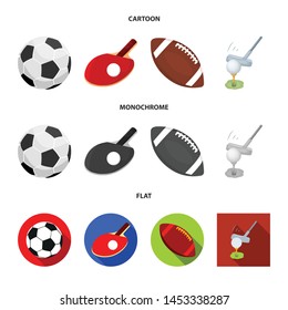 Vector illustration of ball and soccer icon. Collection of ball and basketball vector icon for stock.