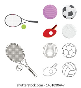 Vector illustration of ball and soccer sign. Collection of ball and basketball stock vector illustration.