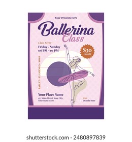 Vector Illustration of Ballerina Class Flyer Poster
