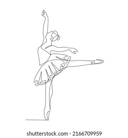 Vector illustration of ballerina drawn in line art style