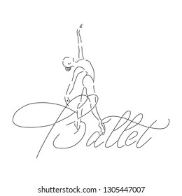 Vector illustration ballerina icon in dance. Design poster ballet school, dance studio