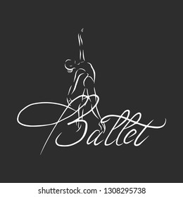 Vector illustration ballerina icon in dance. Design poster ballet school, dance studio