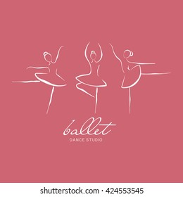 Vector illustration ballerina icon in dance. Design poster ballet school, dance studio