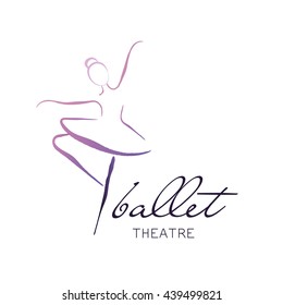 Vector illustration ballerina icon in dance. Design poster ballet school, dance studio