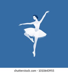 Vector illustration of ballerina. Isolated on blue.