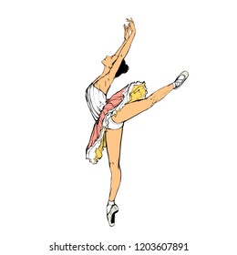 Vector illustration - ballerina isolated on white background. Ballet