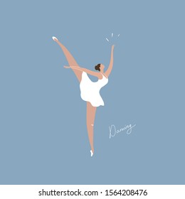 Vector illustration of ballerina pose in white dress