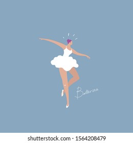 Vector illustration of ballerina pose in white dress