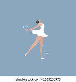 Vector illustration of ballerina pose in white dress