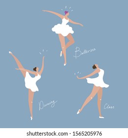 Vector illustration of ballerina pose in white dress
