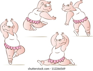 vector illustration of a ballerina rhinoceros mascot