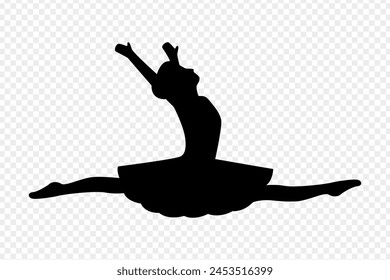 Vector illustration of ballerina silhouette on transparent background